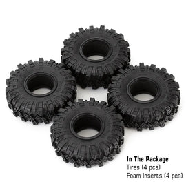 INJORA 1.0" 62*20.5mm Rubber Mud Terrain Tires for Axial SCX24 (4PCS)