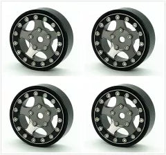 Treal 1.0 Beadlock Wheels(4P-Set) for Axial SCX24 with Brass Rings Weighted 22.4g-B Type (Black-Grey)