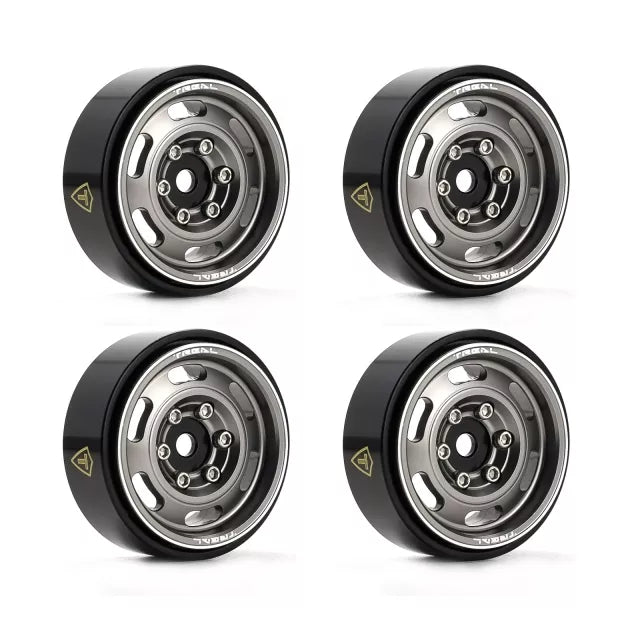 Chanmoo Lot De 4 Pneus 1.0 RC Et Roues Beadlock 1/24 1/18 Pour Voiture RC Rock Crawler SCX24 FMS FCX24 TRX4M Axial AX24 90081 Gladiator Bronco C10 (rouge