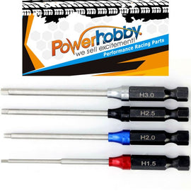 Powerhobby RC Hex Driver 1/4" Power Tool Set Metric 1.5, 2.0, 2.5, 3.0mm