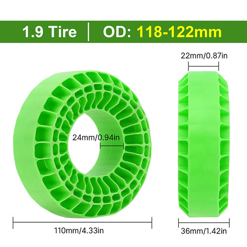 INJORA Soft Silicone Rubber Inserts For 118-122mm, 4.75" OD, 1.9" Tires (4), Green