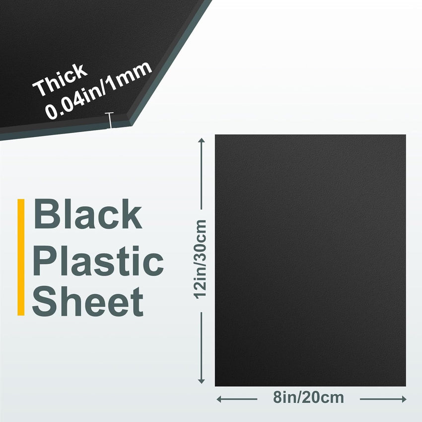 Flexible High Tensile Plastic Sheet .040 Thickness, 12in x 12in (Black)