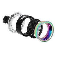 INJORA ModuWheel 1.3" 8-Triangle Carbon Fiber & Aluminum Beadlock Wheels, Negative Offset