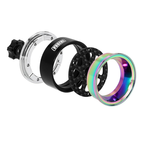 INJORA ModuWheel 1.3" 8-Triangle Carbon Fiber & Aluminum Beadlock Wheels, Negative Offset