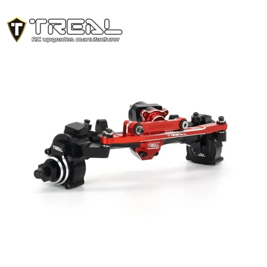 TREAL SCX24 Front Portal Axles Complete Kit, Aluminum 7075 CNC Machined Axle Housing for Axial 1/24 SCX24 (Blk/Red)