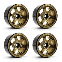 TREAL 1.9" Aluminum Beadlock Wheels (4) Scale-Look Concave Six Spoke Rim Crawler Wheels for 1/10 RC Trucks Type H, Copper