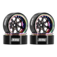 INJORA ModuWheel 1.3" 8-Triangle Carbon Fiber & Aluminum Beadlock Wheels, Negative Offset