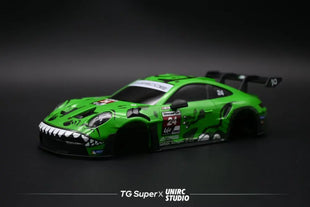 GT55 1/24 Scale Porsche 911 GT3R Sports Car Body – Racing Edition – 109mm Wheelbase (Green)