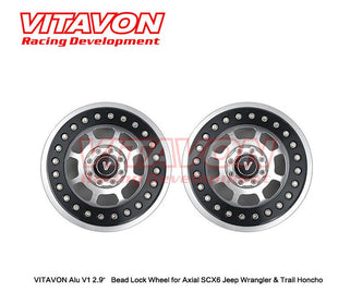 VITAVON V1 Aluminum 2.9" Bead Lock Wheels for Axial SCX6 Honcho & Jeep Wrangler 1/6