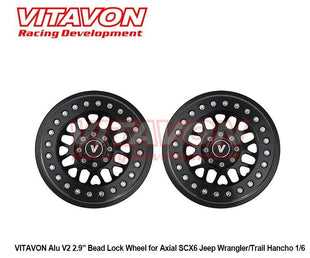 VITAVON V2 Aluminum 2.9" Bead Lock Wheels for Axial SCX6 Honcho & Jeep Wrangler 1/6