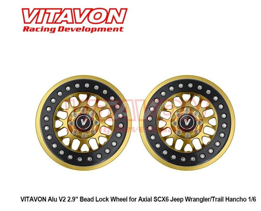 VITAVON V2 Aluminum 2.9" Bead Lock Wheels for Axial SCX6 Honcho & Jeep Wrangler 1/6