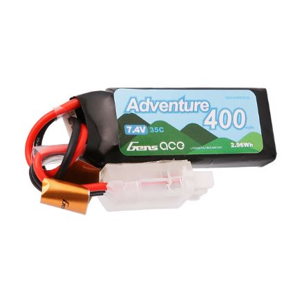 Gens Ace Adventure 400mAh 2S1P 7.4V 35C Lipo Battery Pack With JST Plug For RC Crawler