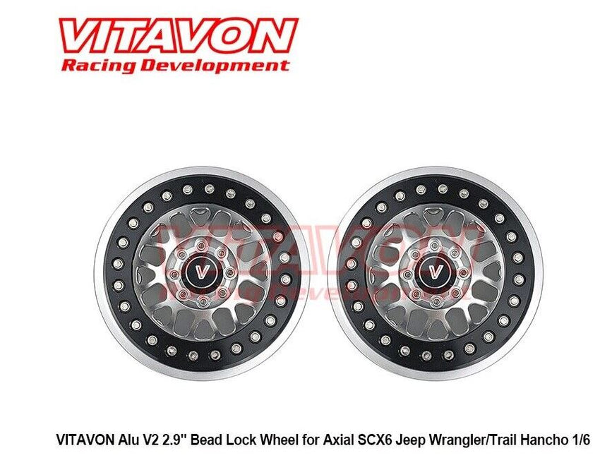 VITAVON V2 Aluminum 2.9" Bead Lock Wheels for Axial SCX6 Honcho & Jeep Wrangler 1/6