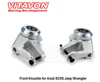 VITAVON SCX6 CNC Alu #7075 Front Knuckle for Axial SCX6 Jeep Wrangler 1/6 Silver