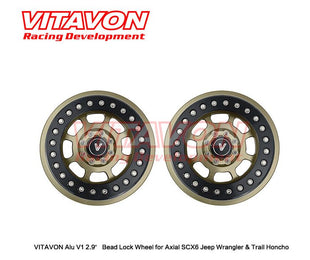 VITAVON V1 Aluminum 2.9" Bead Lock Wheels for Axial SCX6 Honcho & Jeep Wrangler 1/6