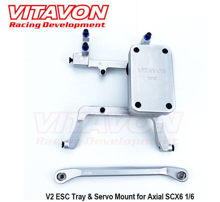 VITAVON CNC Alu7075 V2 ESC Tray & Servo Mount for Axial SCX6 1/6