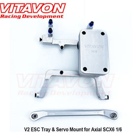 VITAVON CNC Alu7075 V2 ESC Tray & Servo Mount for Axial SCX6 1/6