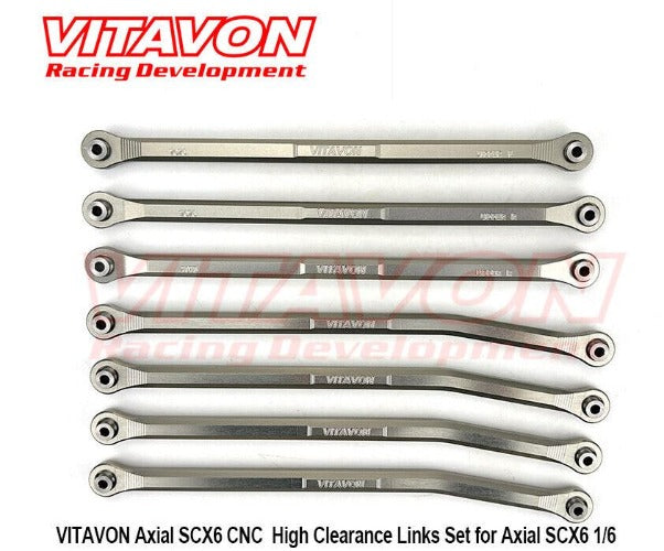 VITAVON CNC Aluminum V2 High Clearance Links Set for Axial SCX6 1/6, Titanium Color