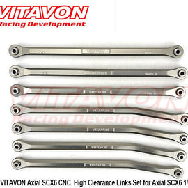 VITAVON CNC Aluminum V2 High Clearance Links Set for Axial SCX6 1/6, Titanium Color