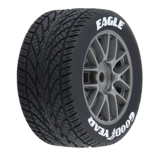 Proline 1/12 Goodyear Eagle Rain Tire F/R MTD Gray Wheels (4): Losi NASCAR
