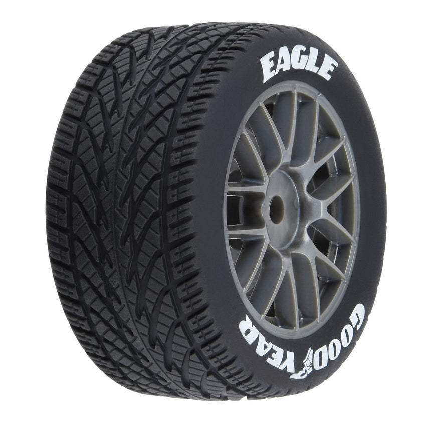 Proline 1/12 Goodyear Eagle Rain Tire F/R MTD Gray Wheels (4): Losi NASCAR