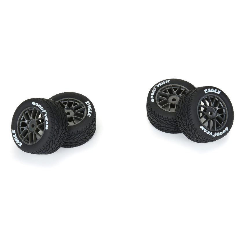 Proline 1/12 Goodyear Eagle Rain Tire F/R MTD Gray Wheels (4): Losi NASCAR
