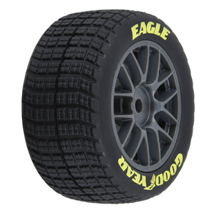 Proline 1/12 Goodyear Eagle Dirt Tire F/R MTD Gray Wheels (4): Losi NASCAR