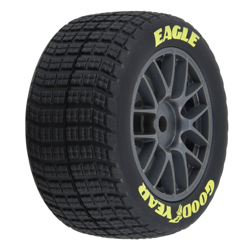 Proline 1/12 Goodyear Eagle Dirt Tire F/R MTD Gray Wheels (4): Losi NASCAR