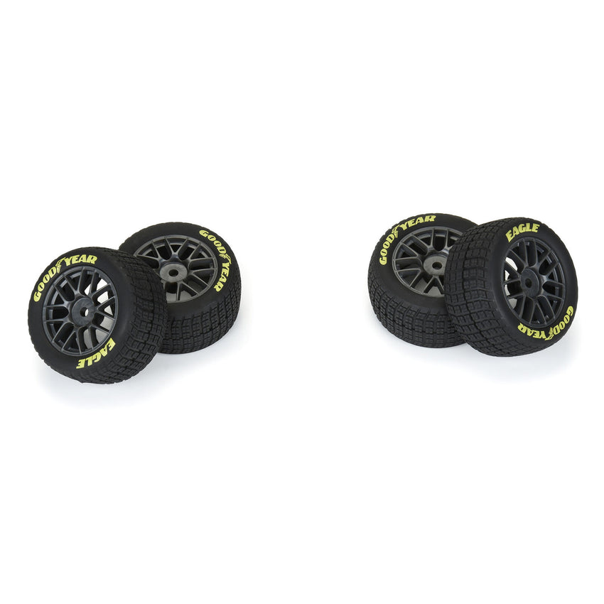 Proline 1/12 Goodyear Eagle Dirt Tire F/R MTD Gray Wheels (4): Losi NASCAR