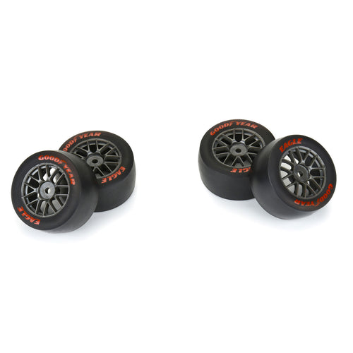 Proline 1/12 Goodyear Eagle Option Tire F/R MTD Gray Wheels (4): NASCAR