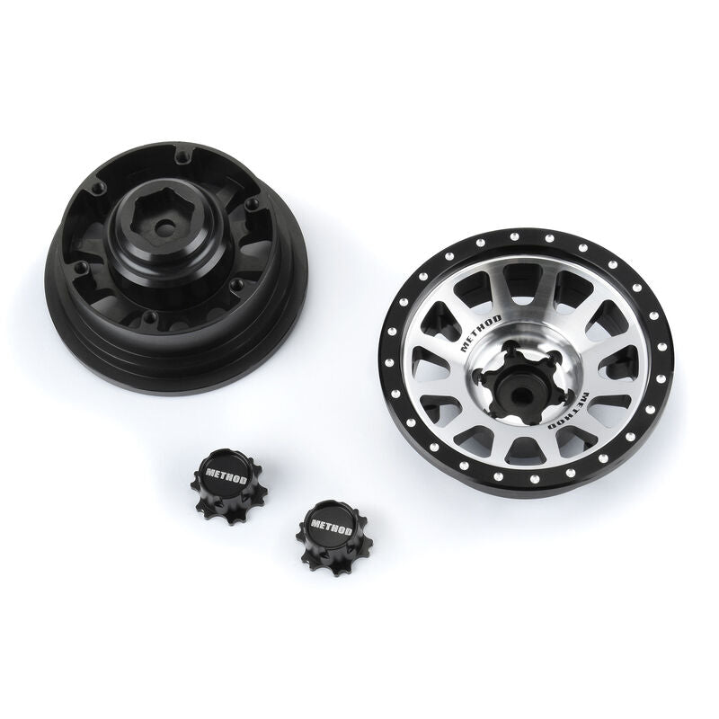 Proline 1/6 Method 305 Alum F/R 2.9" +2 Offset SCX6 Wheel Faces (2) Silver: SCX6