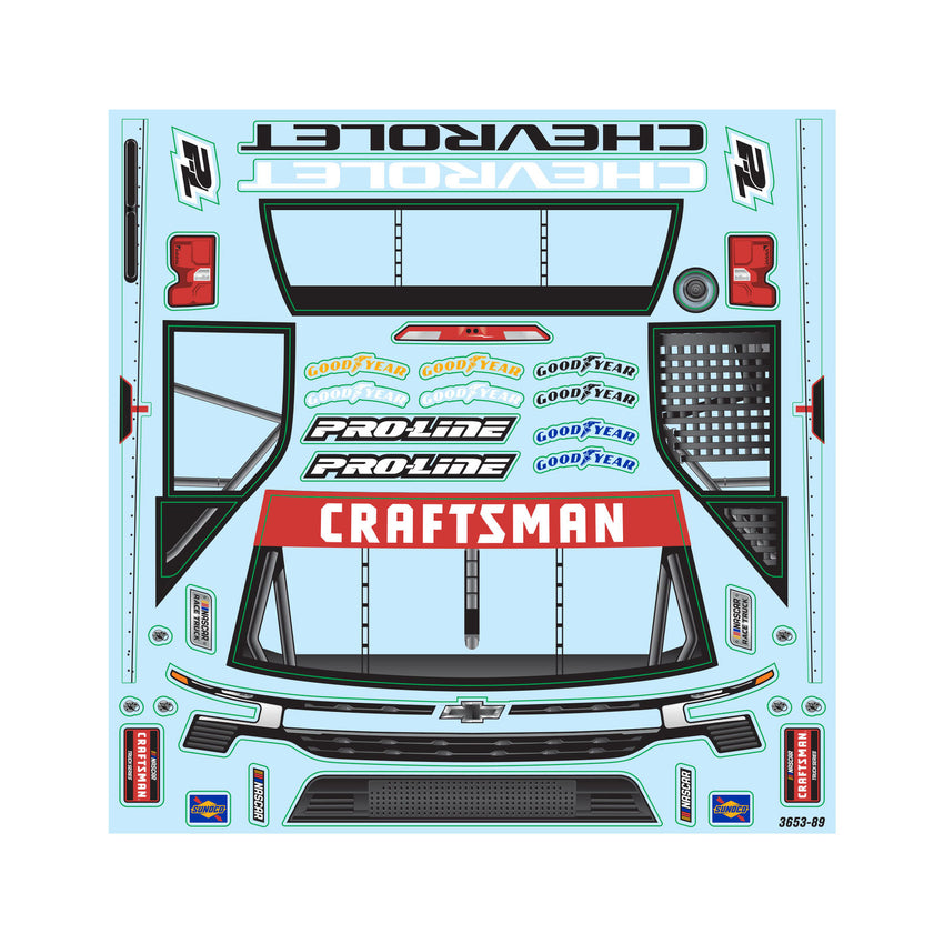 Proline 1/12 Pre-Cut 2024 Chevy Silverado Truck Clear Body: Losi NASCAR