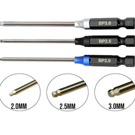 Powerhobby Ball End Hex Driver 1/4" Power Tool Set Metric 2.0, 2.5, 3.0mm