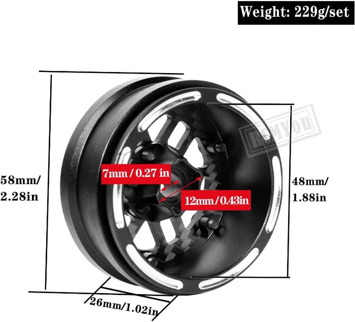 RCMYou 6-Shooter Carbon SCX10 1.9 Wheels (4)