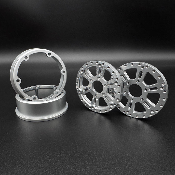 Reefs RC BLADE 1.9" Aluminum Beadlock Wheels w/Reef Hubs & Rings (Silver) (4)