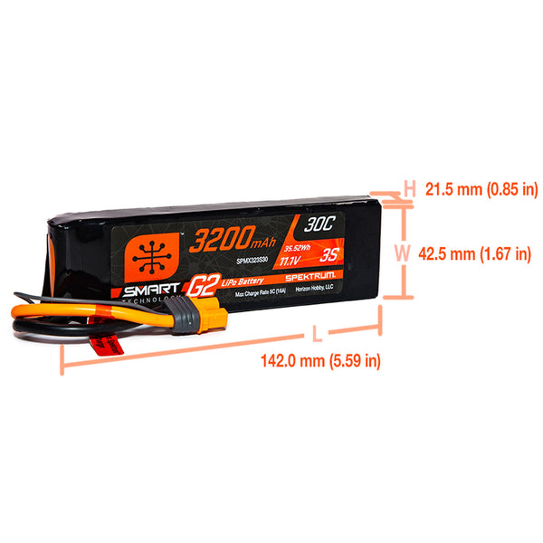 Spektrum RC 3S Smart G2 LiPo 30C Battery Pack (11.1V/3200mAh) w/IC3 Connector