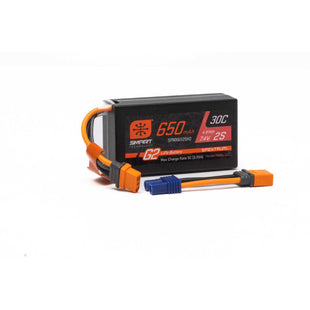Spektrum 7.4V 650mAh 2S Smart G2 Hardcase 30C LiPo Battery: IC2