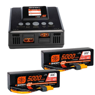 Spektrum Smart Powerstage 8S Surface Bundle: (2) G2 5000mAh 4S LiPo IC5 & S250 Charger