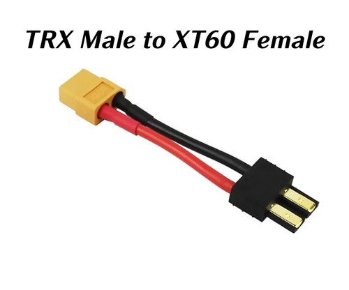 TRX Male to XT60 Female Compatible Adapter Plug w/ 2" of 14ga wire (1pc)