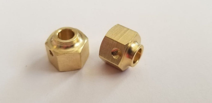 Team KNK Brass 12mm x 8mm Hexes, (2 pcs) - Axial Portal Axles