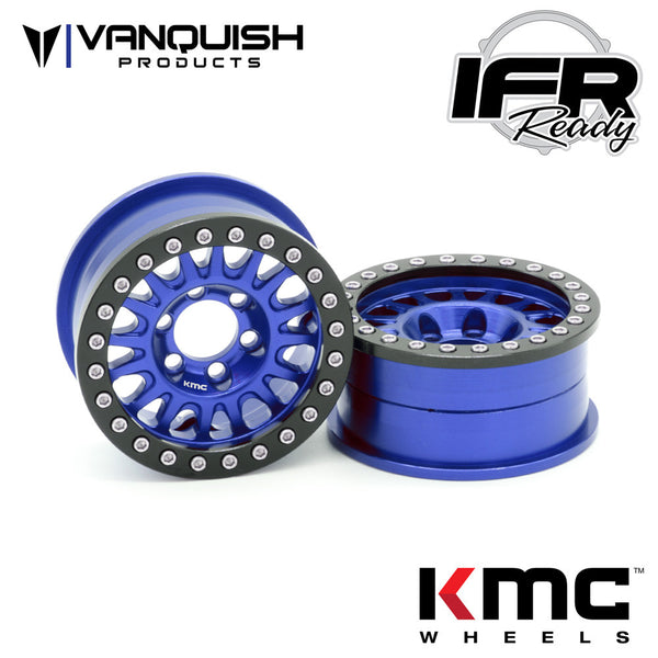 Vanquish Products 1.9 Aluminum KMC KM445 Impact Beadlock Wheels, Blue