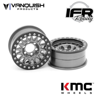 Vanquish Products 1.9 Aluminum KMC KM445 Impact Beadlock Wheels, Grey
