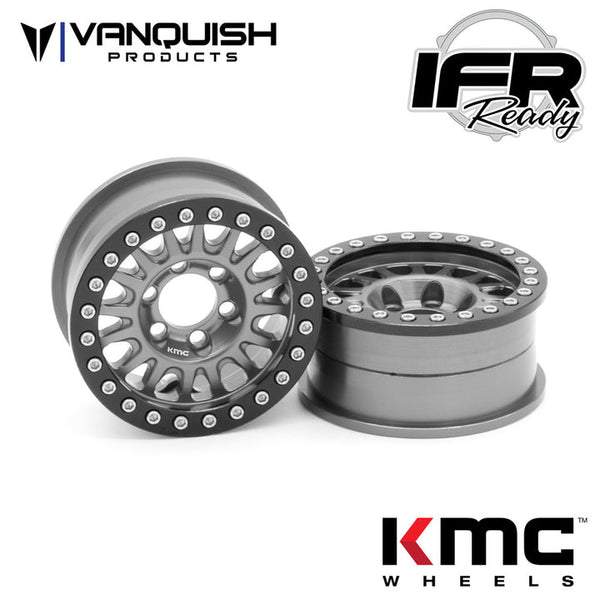 Vanquish Products 1.9 Aluminum KMC KM445 Impact Beadlock Wheels, Grey