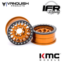 Vanquish Products 1.9 Aluminum KMC KM445 Impact Beadlock Wheels, Orange
