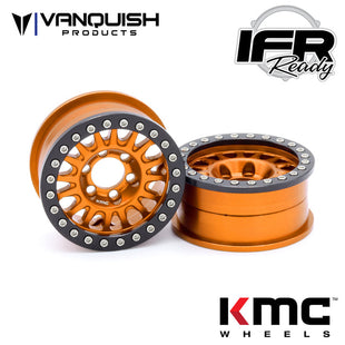 Vanquish Products 1.9 Aluminum KMC KM445 Impact Beadlock Wheels, Orange