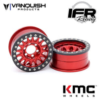 Vanquish Products 1.9 Aluminum KMC KM445 Impact Beadlock Wheels, Red