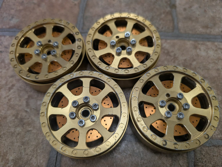 USED - SuperShafty Osprey V1 Gold Wheels with SuperShafty Orange Rotors (4)