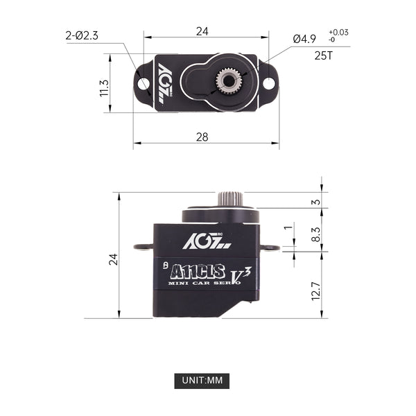 AGF-RC 1.4KG Micro Programmable Coreless Digital RC Servo for Mini Car