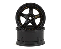 DS Racing Drift Element 5 Spoke Drift Wheels (Triple Black w/Gold Rivets) (2) (Adjustable Offset) w/12mm Hex