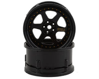 DS Racing Drift Element 6 Spoke Drift Wheels (Triple Black w/Gold Rivets) (2) (Adjustable Offset) w/12mm Hex